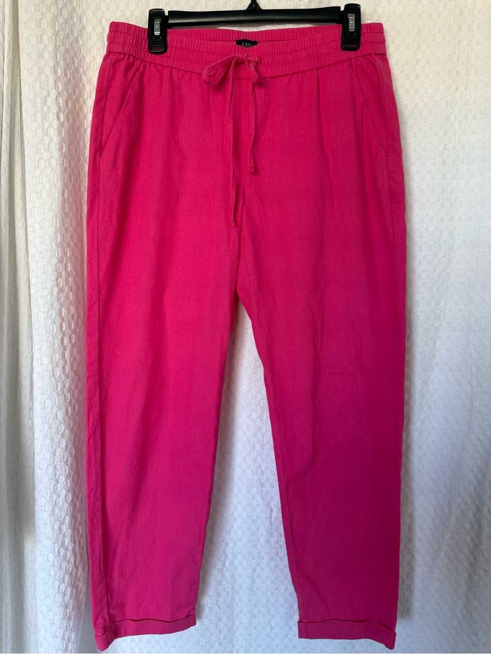 J.Crew Linen Blend Pink Drawstring Ankle Pants Women’s Size 6 - Picture 2 of 7